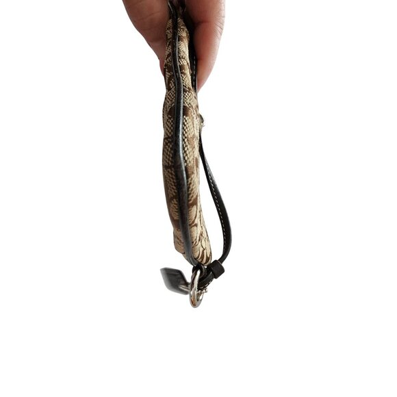 Coach Signature Brown Wristlet/Clutch Bag With Leather Strap - Picture 5 of 7